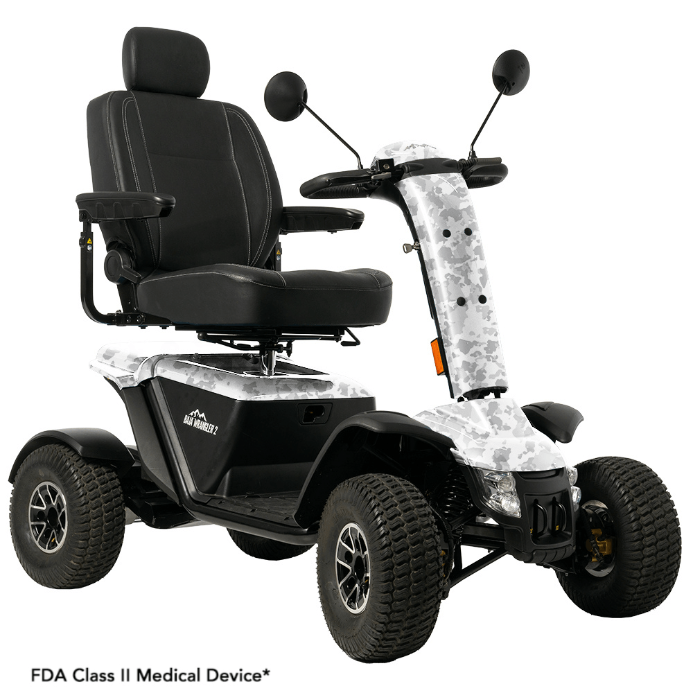 Pride BAJA® Wrangler® 2 All Terrain Scooter in White Camo Color - Front Angled View