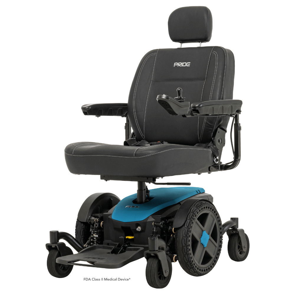 Iceberg Blue Color Pride Jazzy® EVO 614HD Heavy Duty Powerchair - Angled View