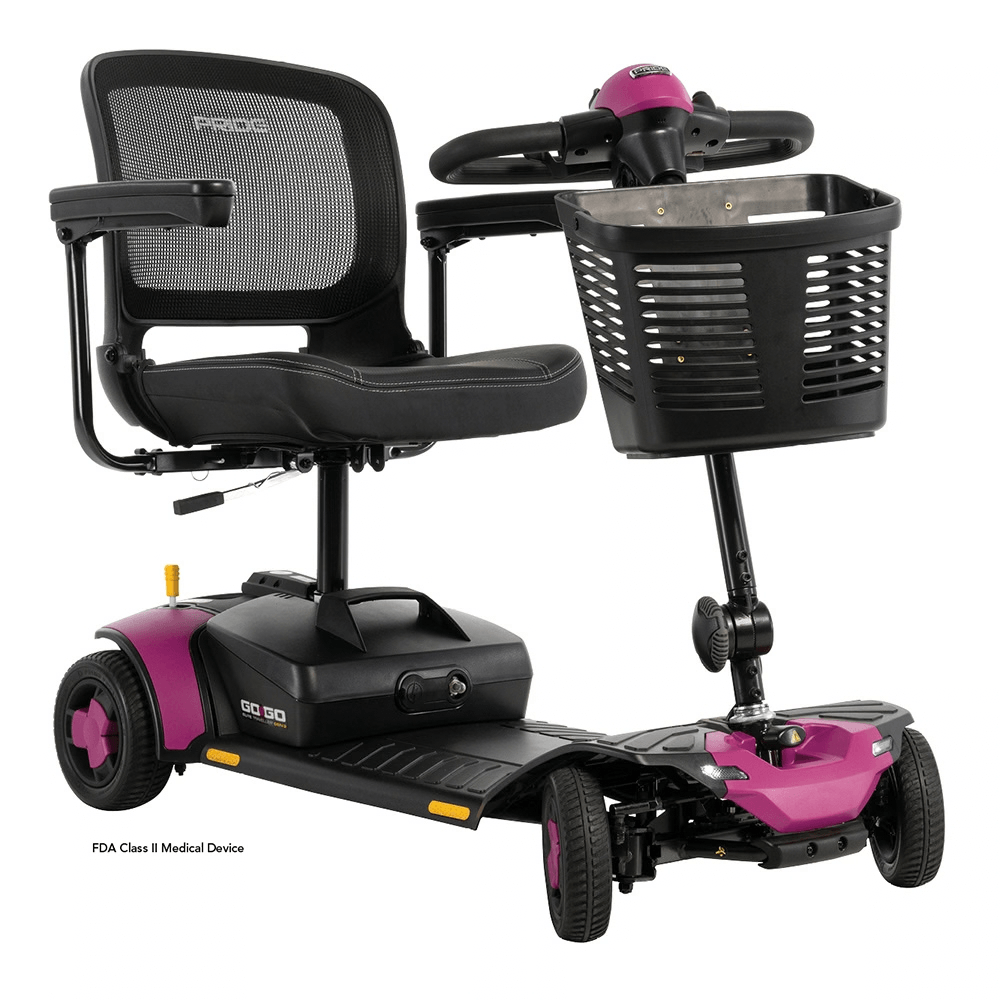 Pride Go Go Elite Traveller® Gen 3 4-Wheel Mobility Scooter in Sugar Plum - Angled View