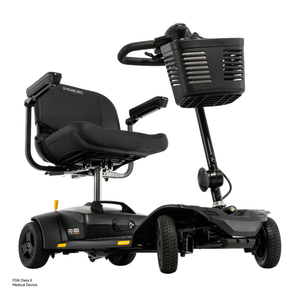 Pride Go Go® Ultra X Gen 3 4-Wheel Mobility Scooter In black Color - Angled View