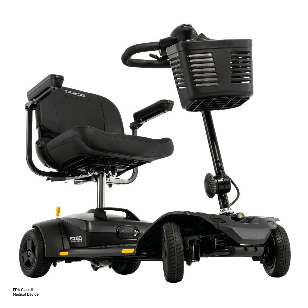 Pride Go Go® Ultra X Gen 3 4-Wheel Mobility Scooter In black Color - Angled View