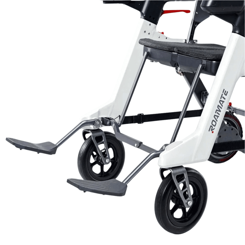 Enhance Mobility Roamate 3-in-1 Power Rollator in white color - Footrest Closeup View