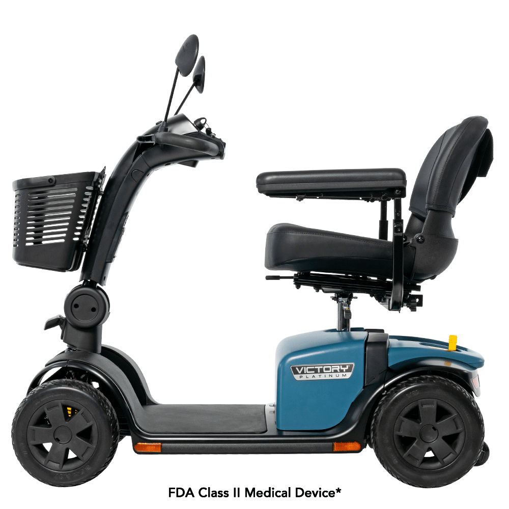 Ice Berg Blue Color Pride Victory® Platinum 4 Wheel Mobility - Side View