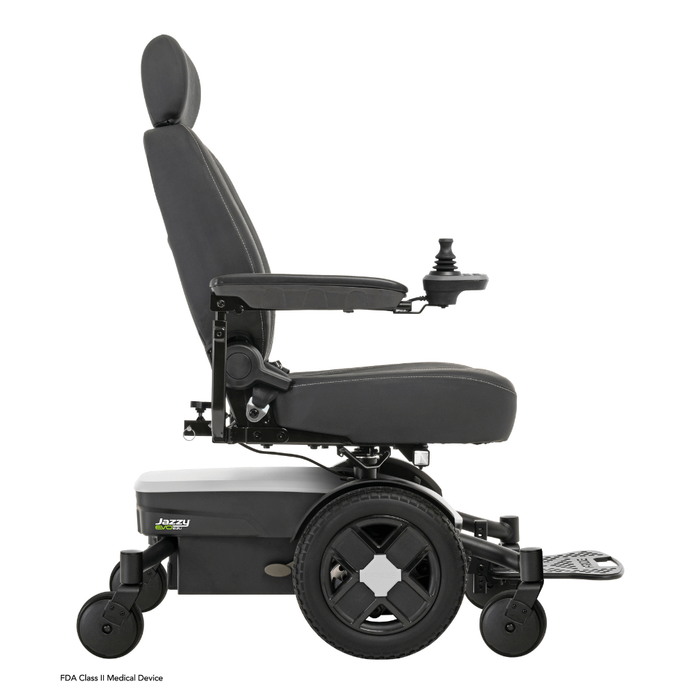 White Color Pride Jazzy® EVO 613 Narrow Powerchair - Side View