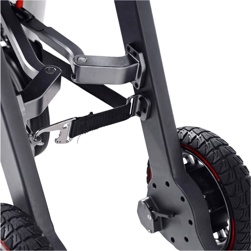 Enhance Mobility Roamate 3-in-1 Power Rollator in white color - Front Wheel Closeup View