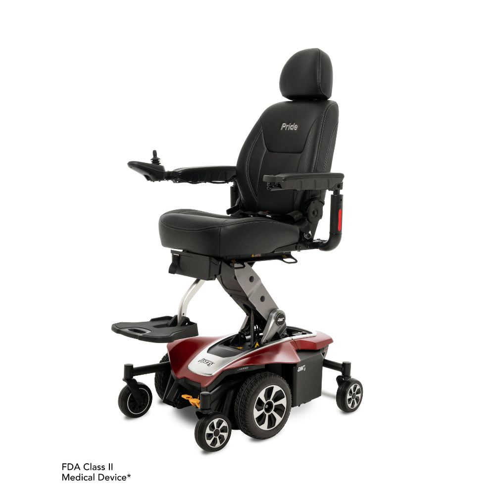 Garnet Red Color Pride Jazzy® Air 2 Elevating Power Wheelchair - Angled View