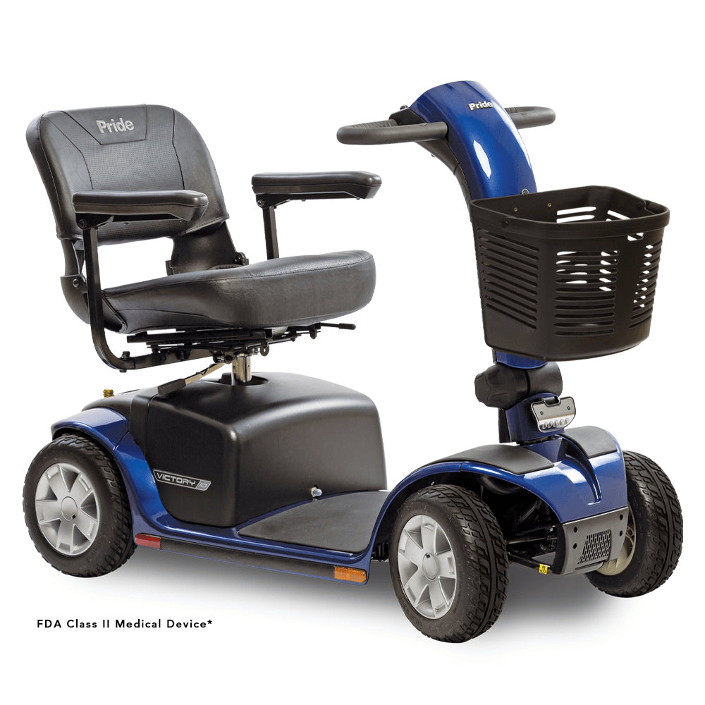Viper Blue Pride Victory® 10 Portable 4-Wheel Scooter - Angled View
