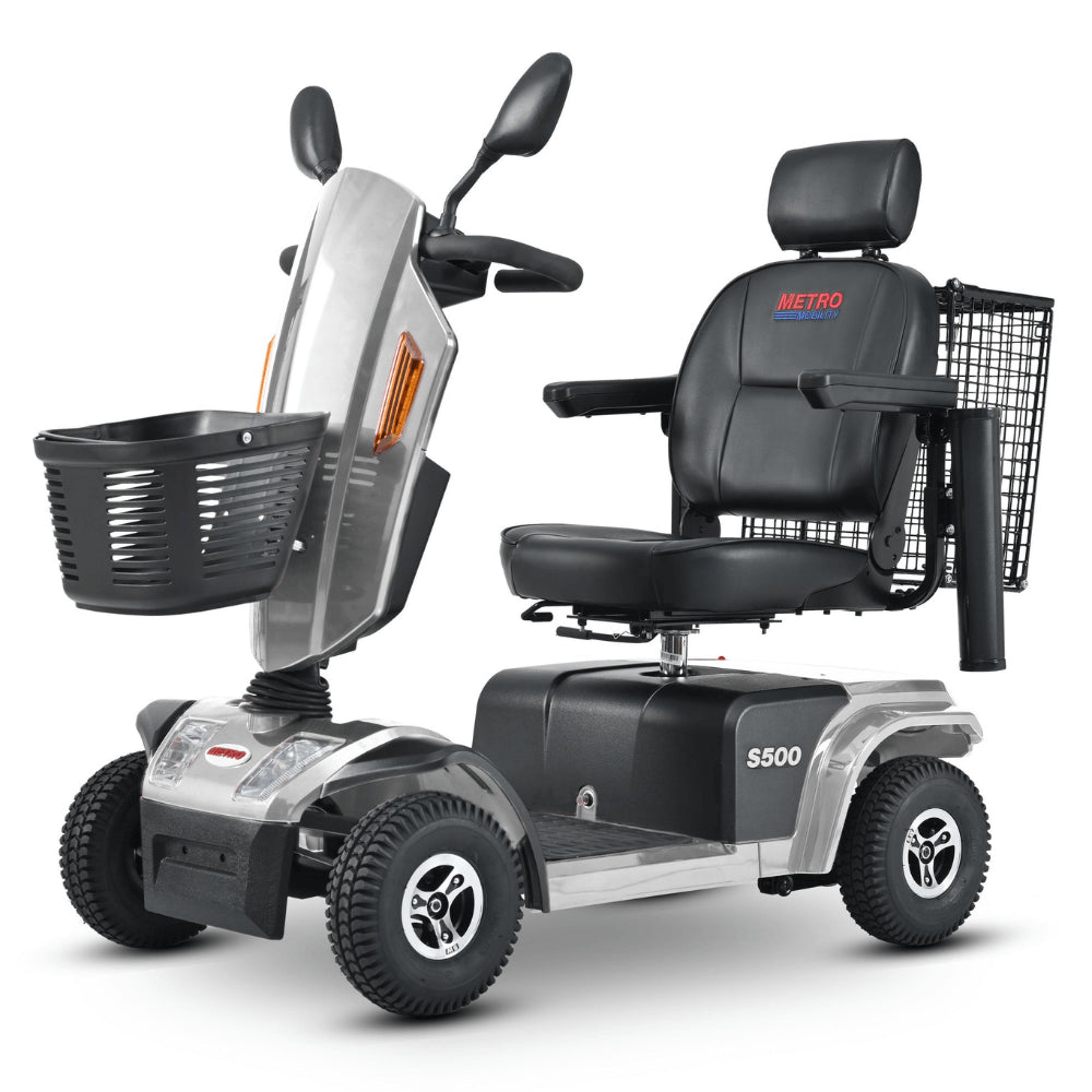 Grey Metro Mobility S500 4-Wheel Mobility Scooter - Angled View
