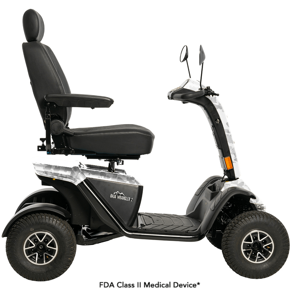 Pride BAJA® Wrangler® 2 All Terrain Scooter in White Camo Color - Side View