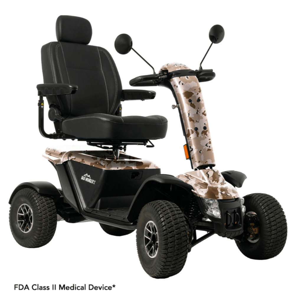 Pride BAJA® Wrangler® 2 All Terrain Scooter in Desert Camo - Angled View