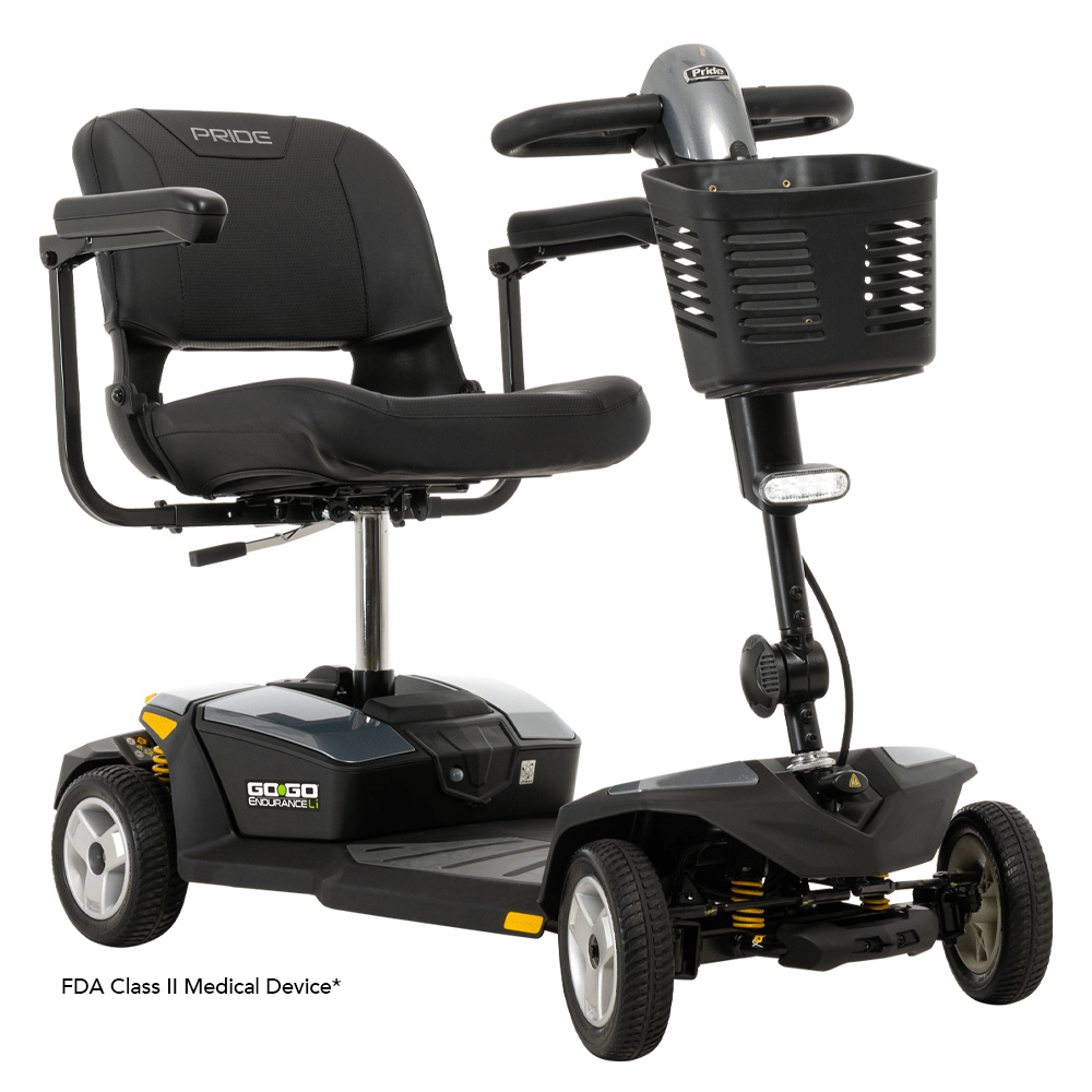 Black Color Pride Go Go® Endurance Li Mobility Scooter - Angled View