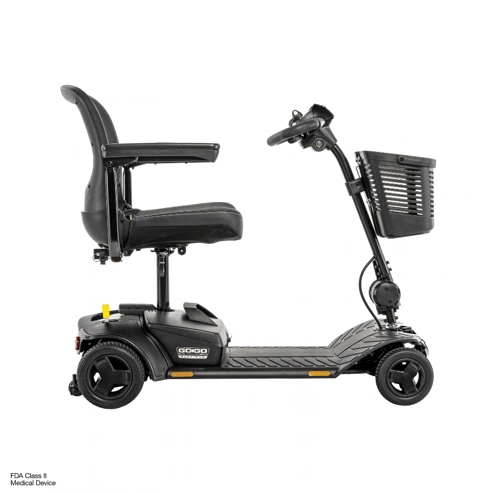 Pride Go Go Elite Traveller® Gen 3 Platinum Mobility Scooter in Black Color - Side View