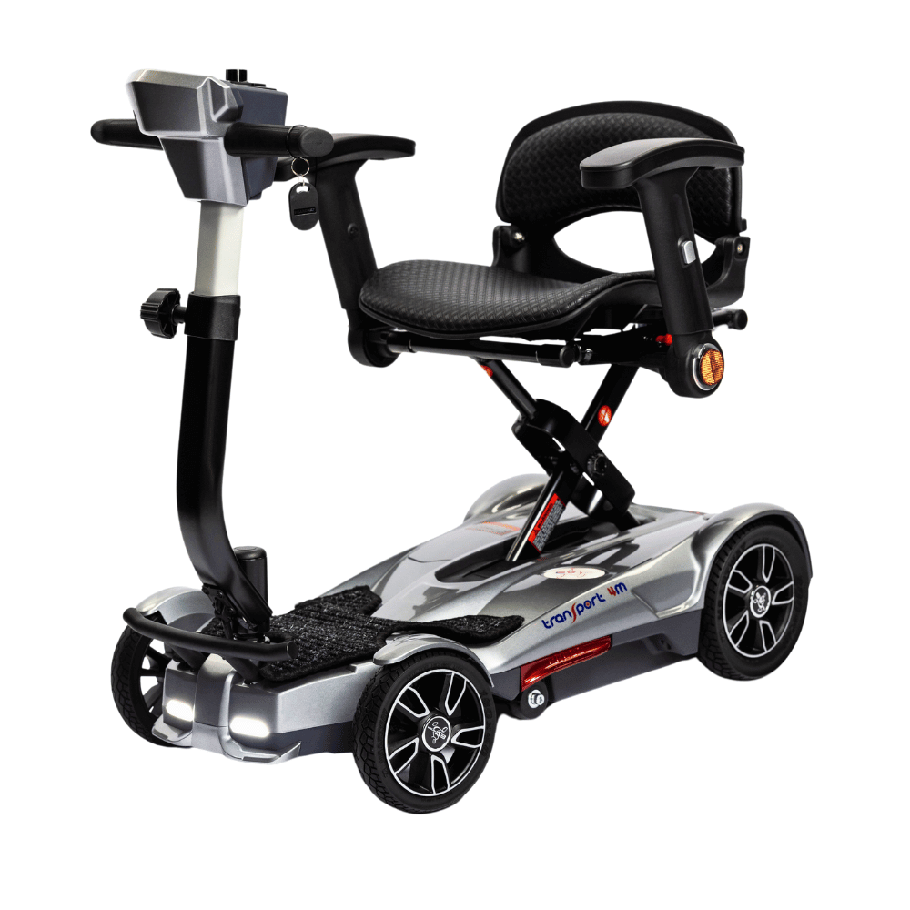 EV Rider Silver 4M Mobility Scooter - Angled View