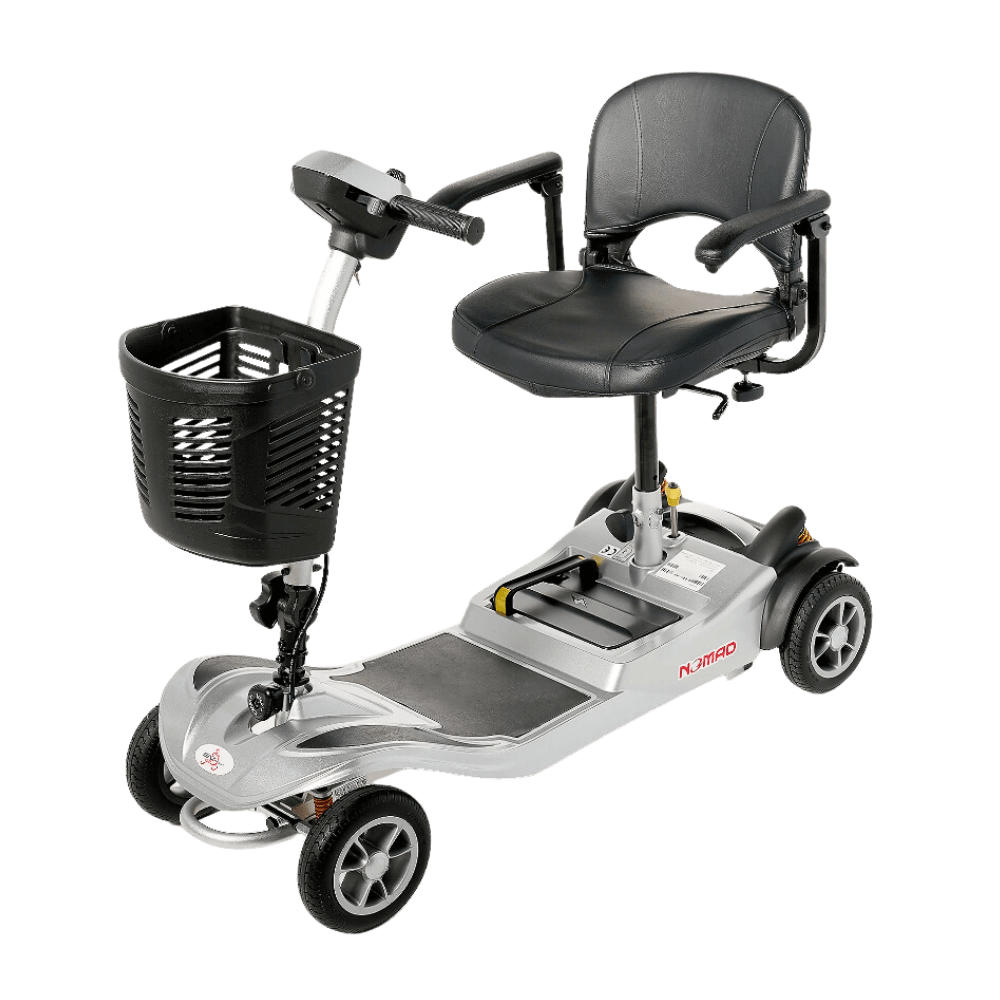 EV Rider Silver Nomad 4-Wheel Mobility Scooter - Angled View