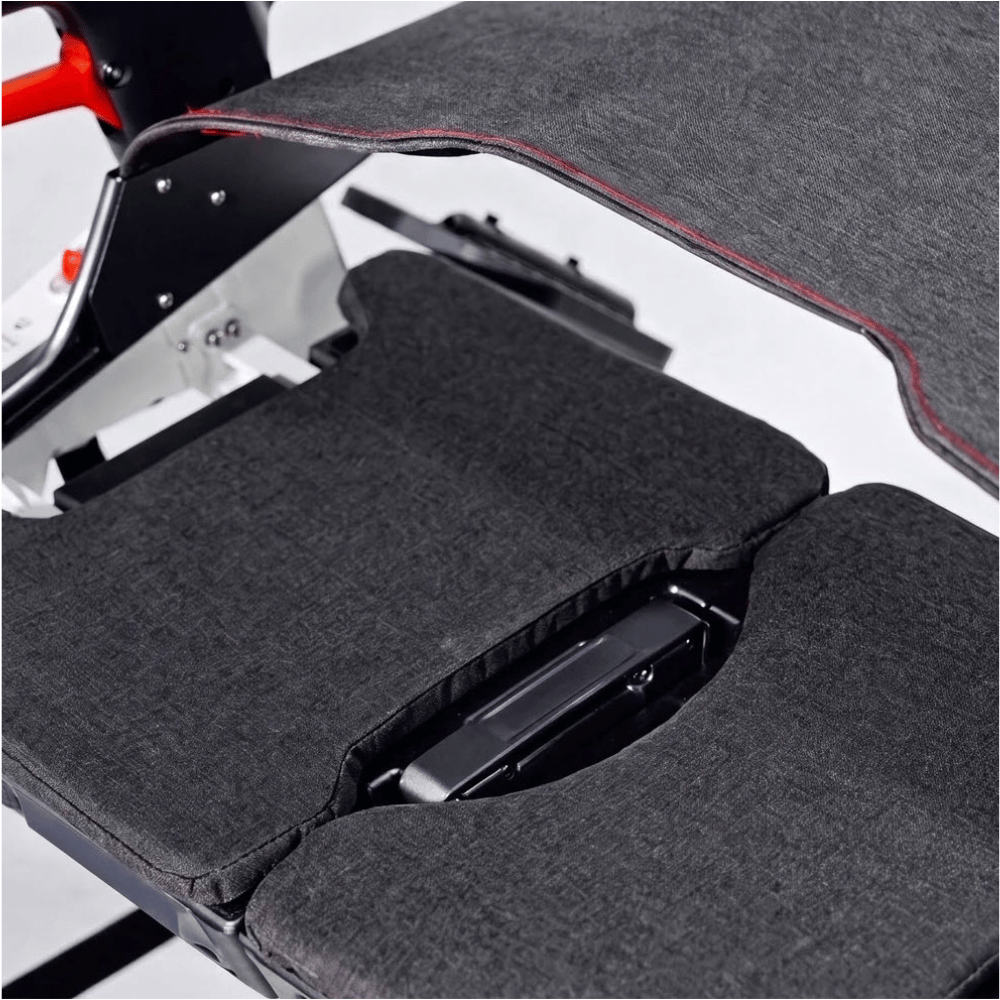 Enhance Mobility Roamate 3-in-1 Power Rollator in white color - Seat Pads Closeup View