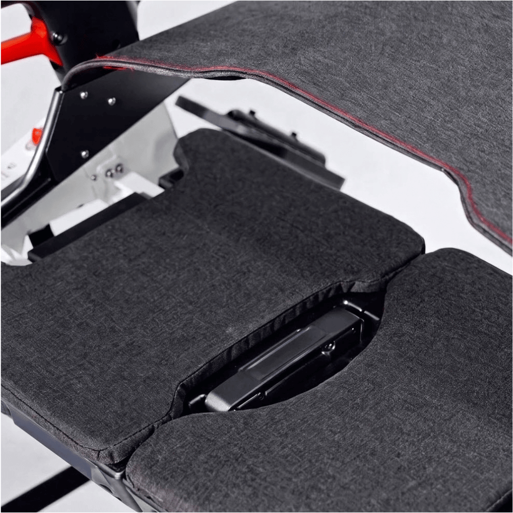 Enhance Mobility Roamate 3-in-1 Power Rollator in white color - Seat Pads Closeup View