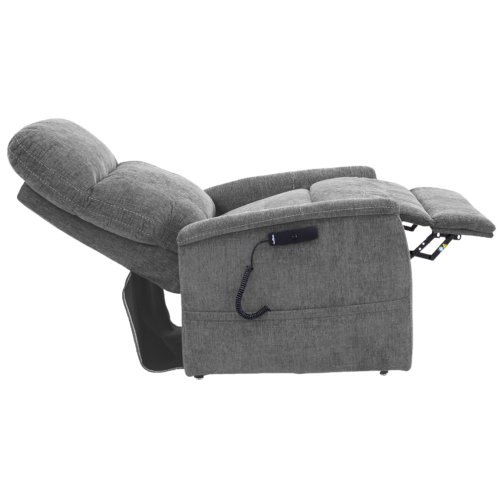 Shale Color Pride Sitting Pretty Lift Chair Genesis LC-150 - Full Recline Position - Side View
