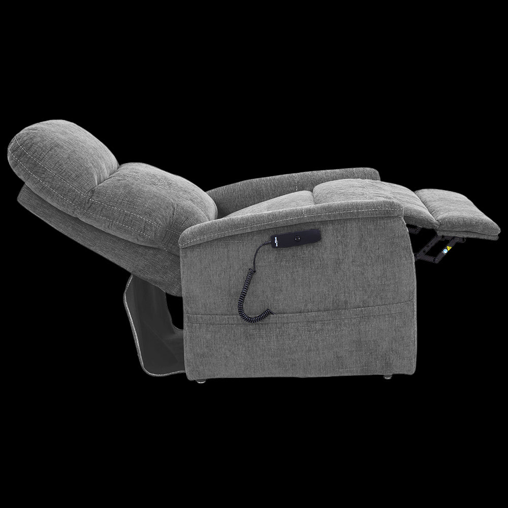 Shale Color Pride Sitting Pretty Lift Chair Genesis LC-150 - Full Recline Position - Side View