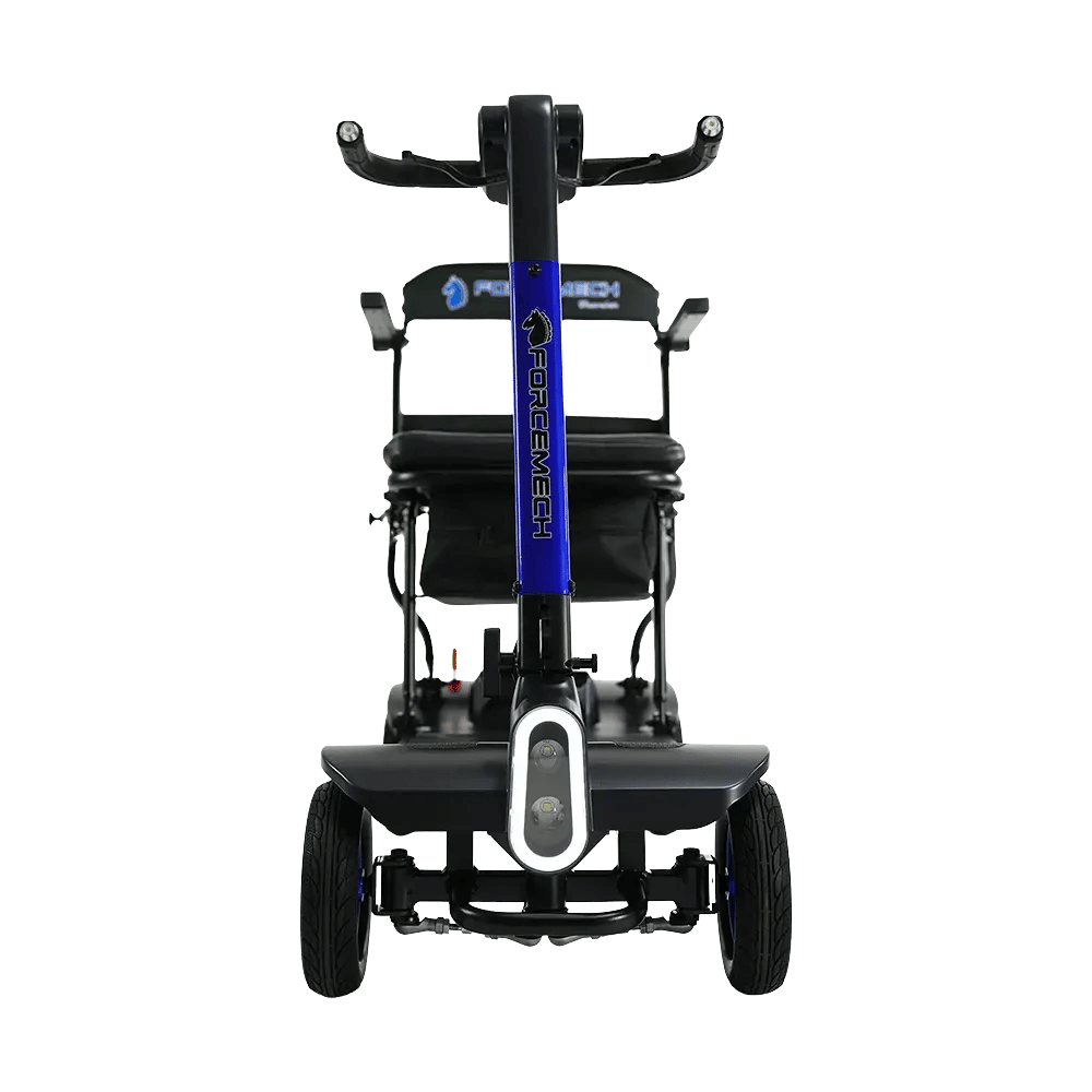 Forcemech Traveler Lightweight Folding Mobility Scooter in blue color - Front View