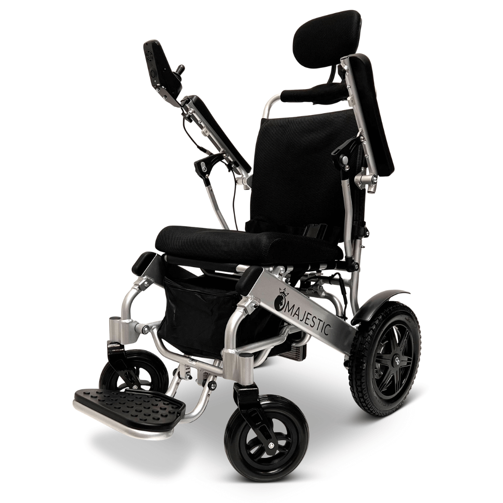 ComfyGO Majestic IQ-9000 Remote Controlled Foldable Electric Wheelchair in Black Color - Angle View