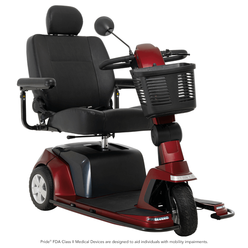 Garnet Red Color Pride Maxima 3-Wheel Mobility Scooter - Angled View