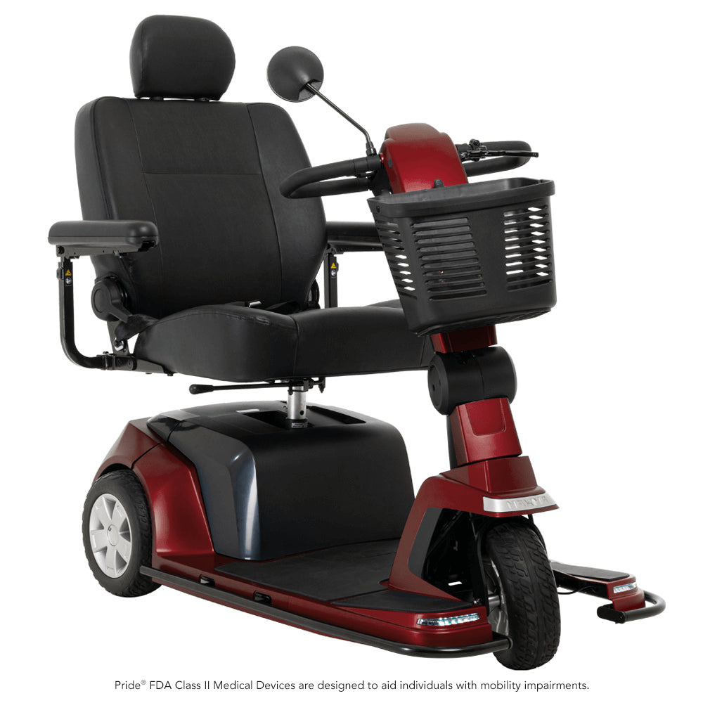 Garnet Red  Color Pride Maxima 3-Wheel Mobility Scooter - Angled View