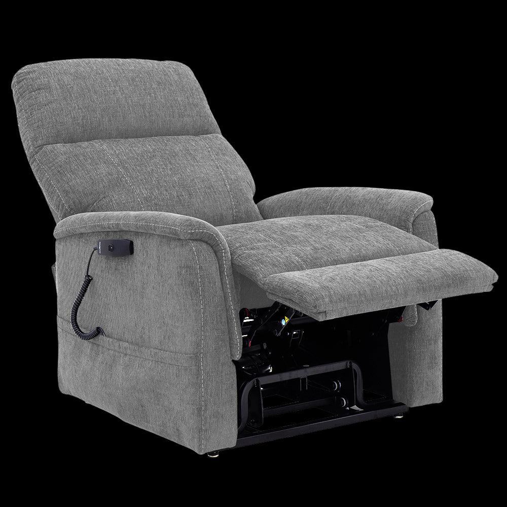 Shale Color Pride Sitting Pretty Lift Chair Genesis LC-150 -  Reclined Position - Angled View