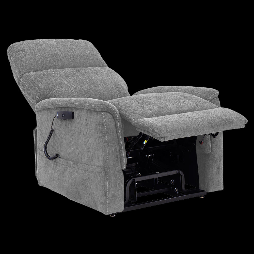 Shale Color Pride Sitting Pretty Lift Chair Genesis LC-150 - Full Recline Position - Angled View