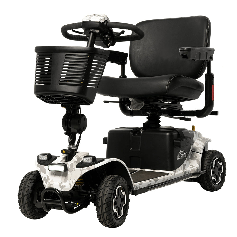 White Camo Color Pride Baja® Bandit All Terrain Mobility Scooter - Angled View