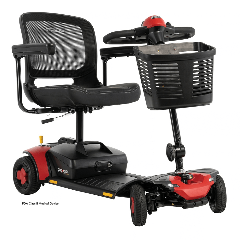 Pride Go Go Elite Traveller® Gen 3 4-Wheel Mobility Scooter in Cardinal Red - Angled View