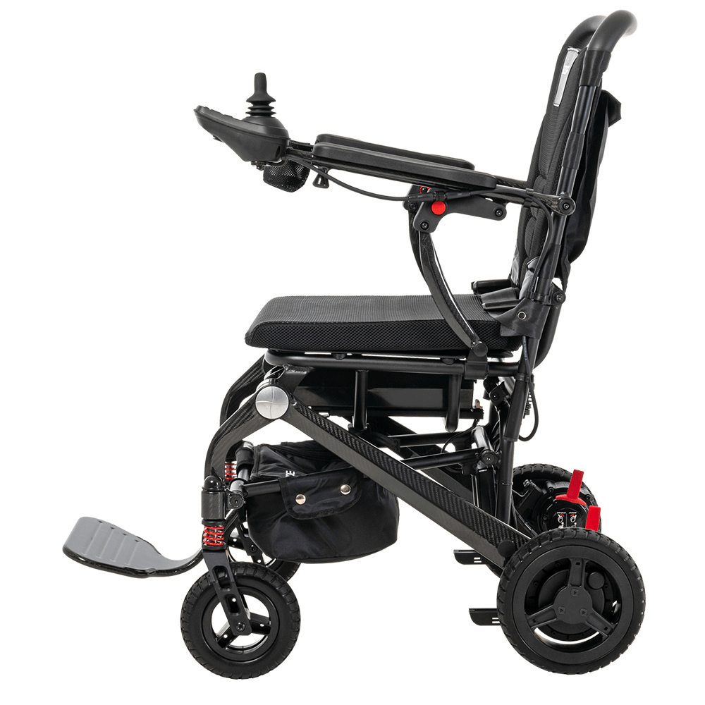 Black Frame Pride Jazzy Carbon Lightweight Power Wheelchair - Left Side View