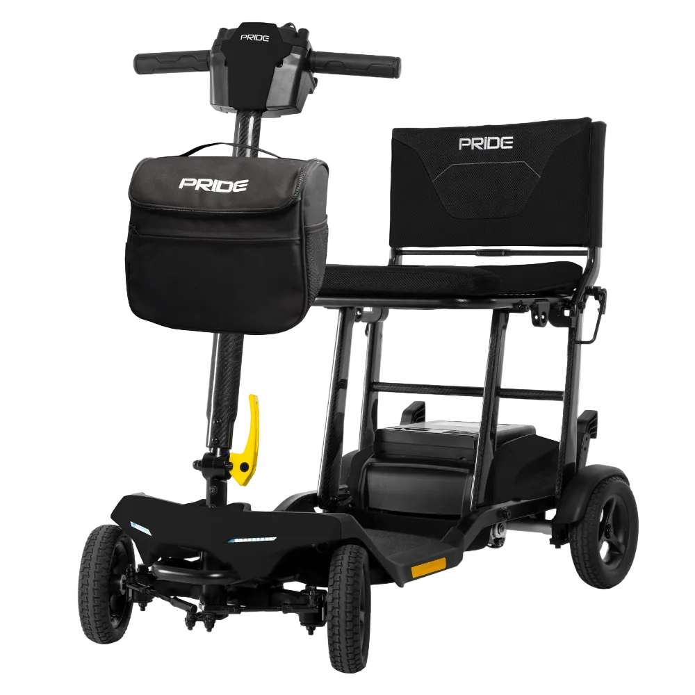 Pride Go Go® Super Portable Mobility Scooter in Black Color - Angled View