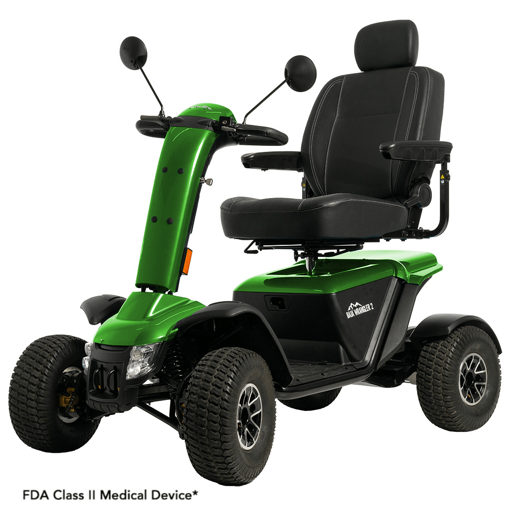 Pride BAJA® Wrangler® 2 All Terrain Scooter in Green Machine Color - Angled View