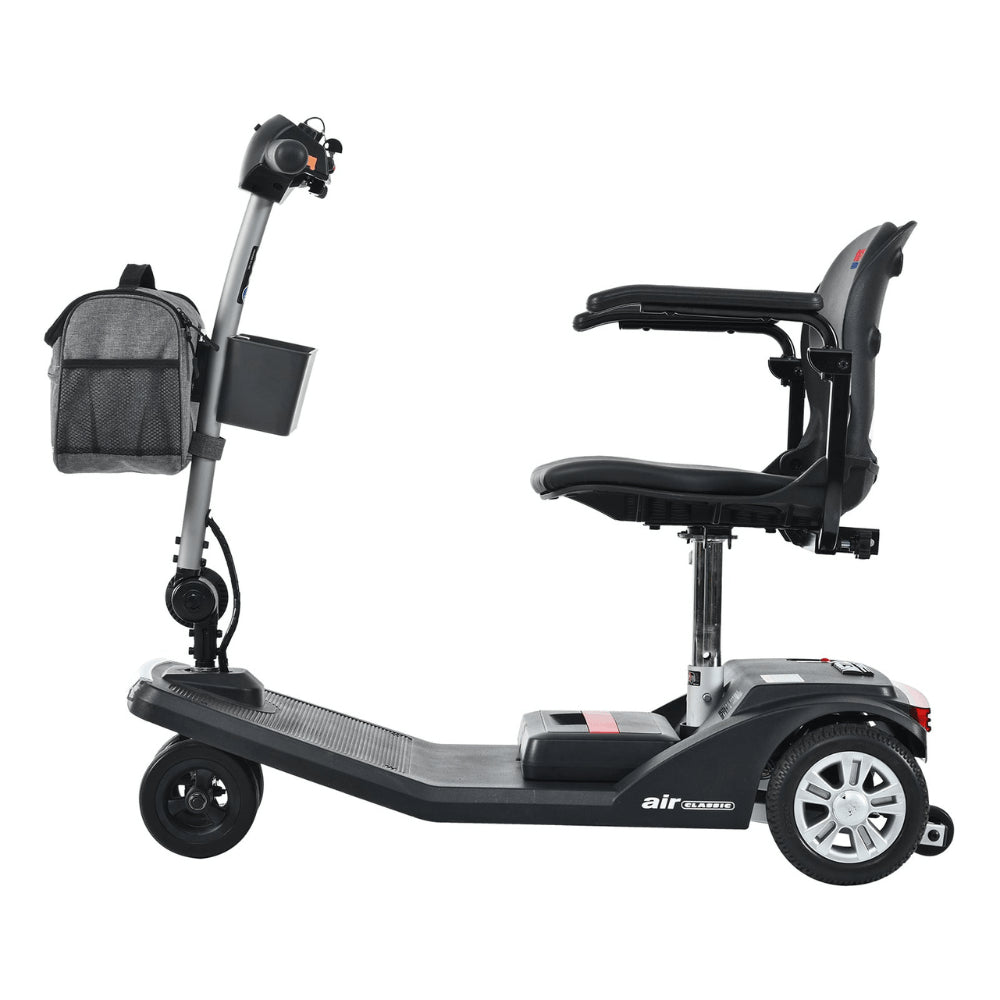 Gloss Black Metro Mobility Air Classic Compact Foldable Mobility Scooter - Side View