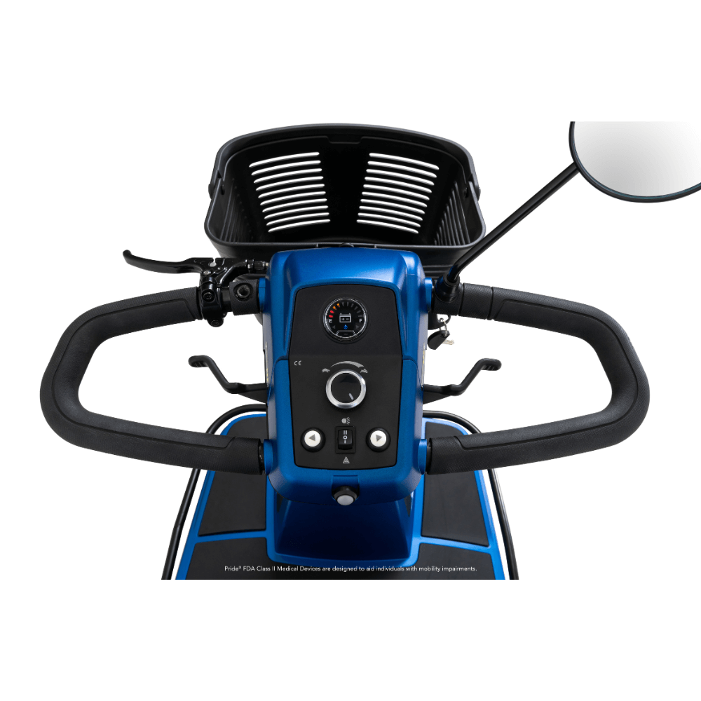 Ocean Blue Color Pride Maxima 3-Wheel Mobility Scooter - Closeup View of the Control Panel