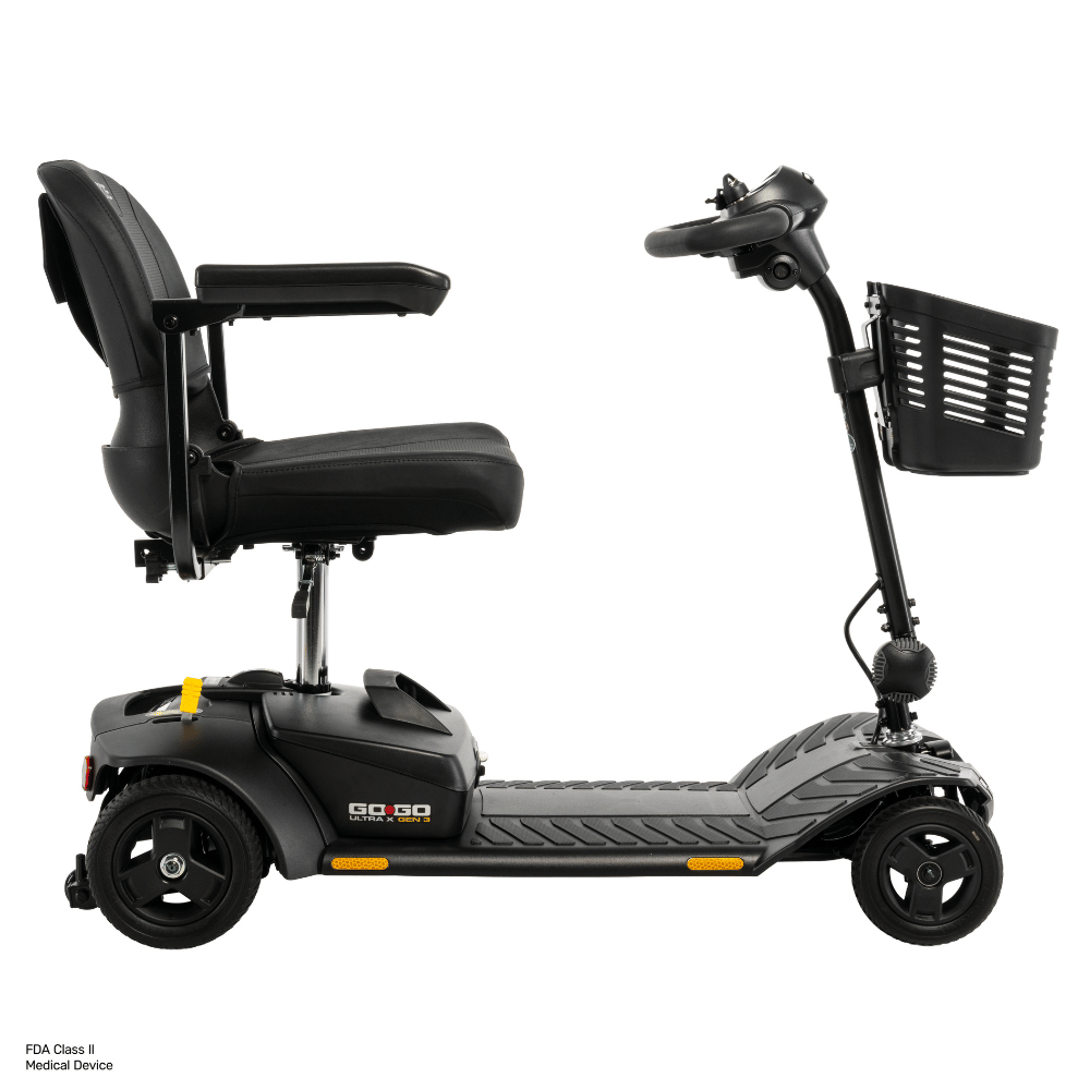 Pride Go Go® Ultra X Gen 3 4-Wheel Mobility Scooter In black Color - Side View