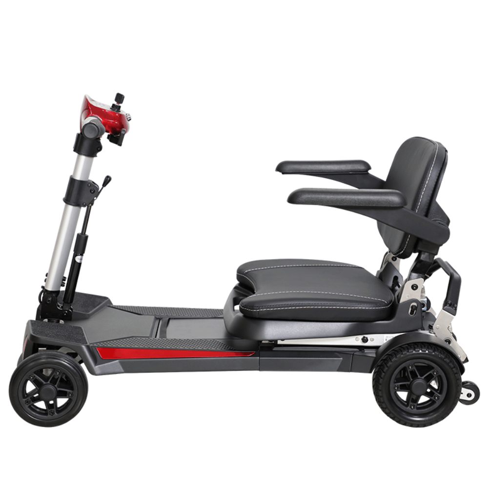 Enhance Mobility MobiFree Folding Mobility Scooter in Red Color - Semi Folded