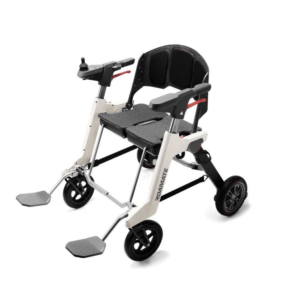 Enhance Mobility Roamate 3-in-1 Power Rollator in white color - Angled View
