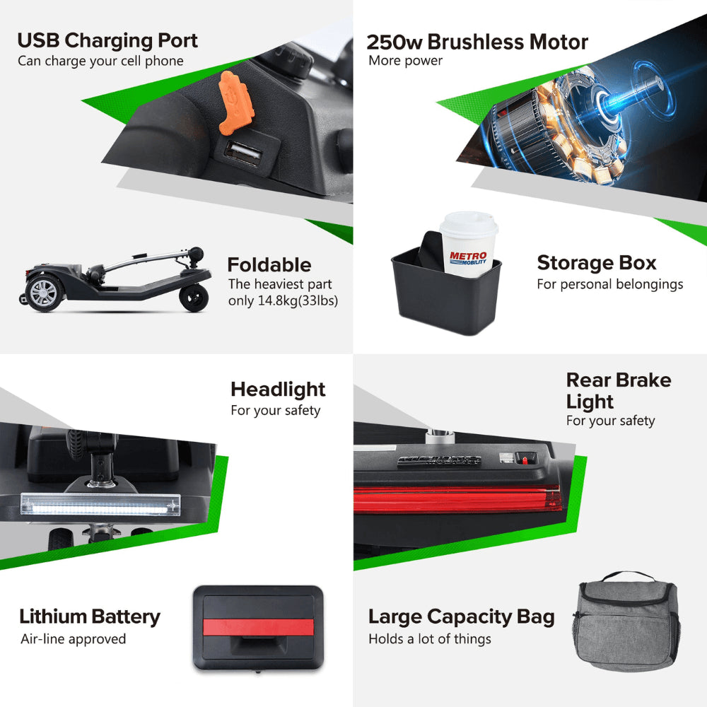 Metro Mobility Air Classic Compact Foldable Mobility Scooter -  Features