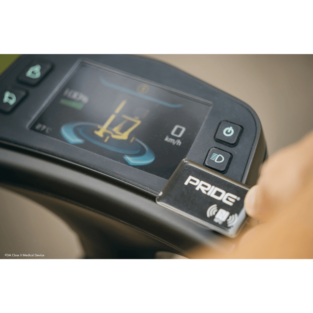 Pride Go Go® Carbon Quick Fold Scooter Close-up View of the Control Panel