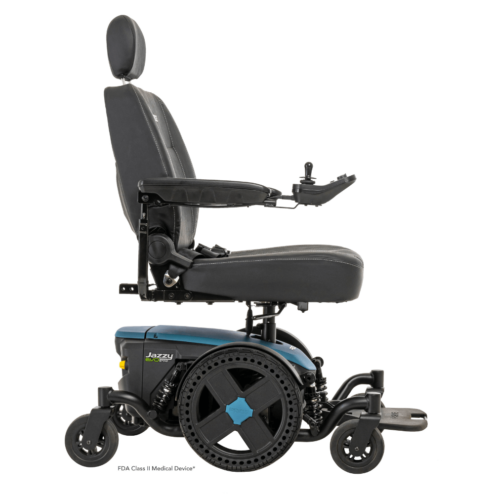 Iceberg Blue Color Pride Jazzy® EVO 614HD Heavy Duty Powerchair - Side View