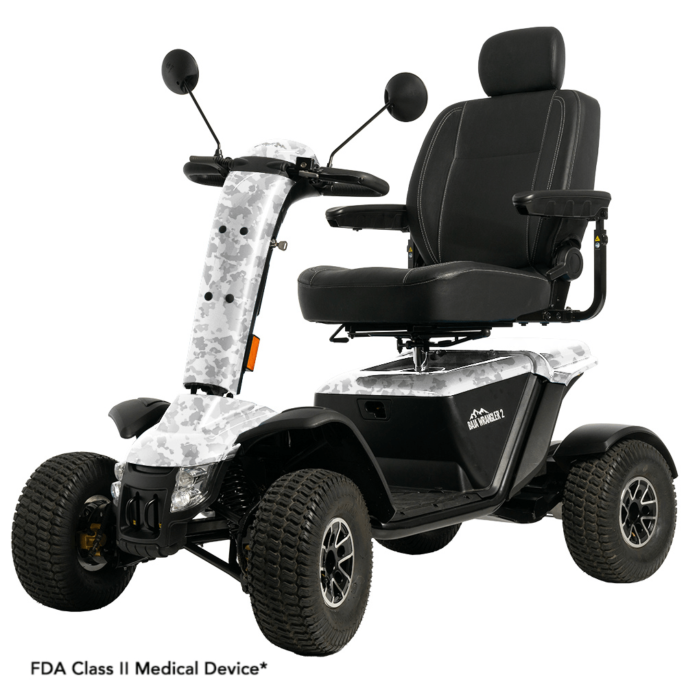 Pride BAJA® Wrangler® 2 All Terrain Scooter in White Camo Color - Angled View