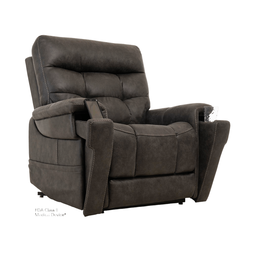 Badlands Steel Petite VivaLift Radiance Power Lift Chair PLR-3955 With a Mobile Phone in the Armrest Pocket