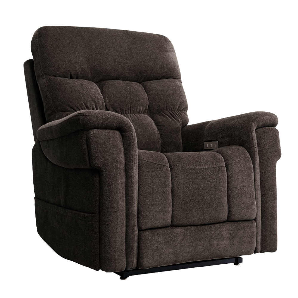Charcoal Trento Pride Mobility VivaLift Ultra PLR-4955 Power Lift Chair Angled View