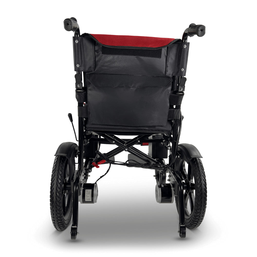 Red ComfyGO 6011 Folding Electric Wheelchair - Back View