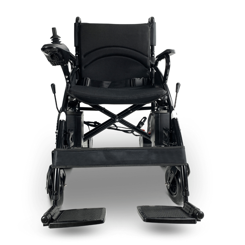 Black ComfyGO 6011 Folding Electric Wheelchair - Front View