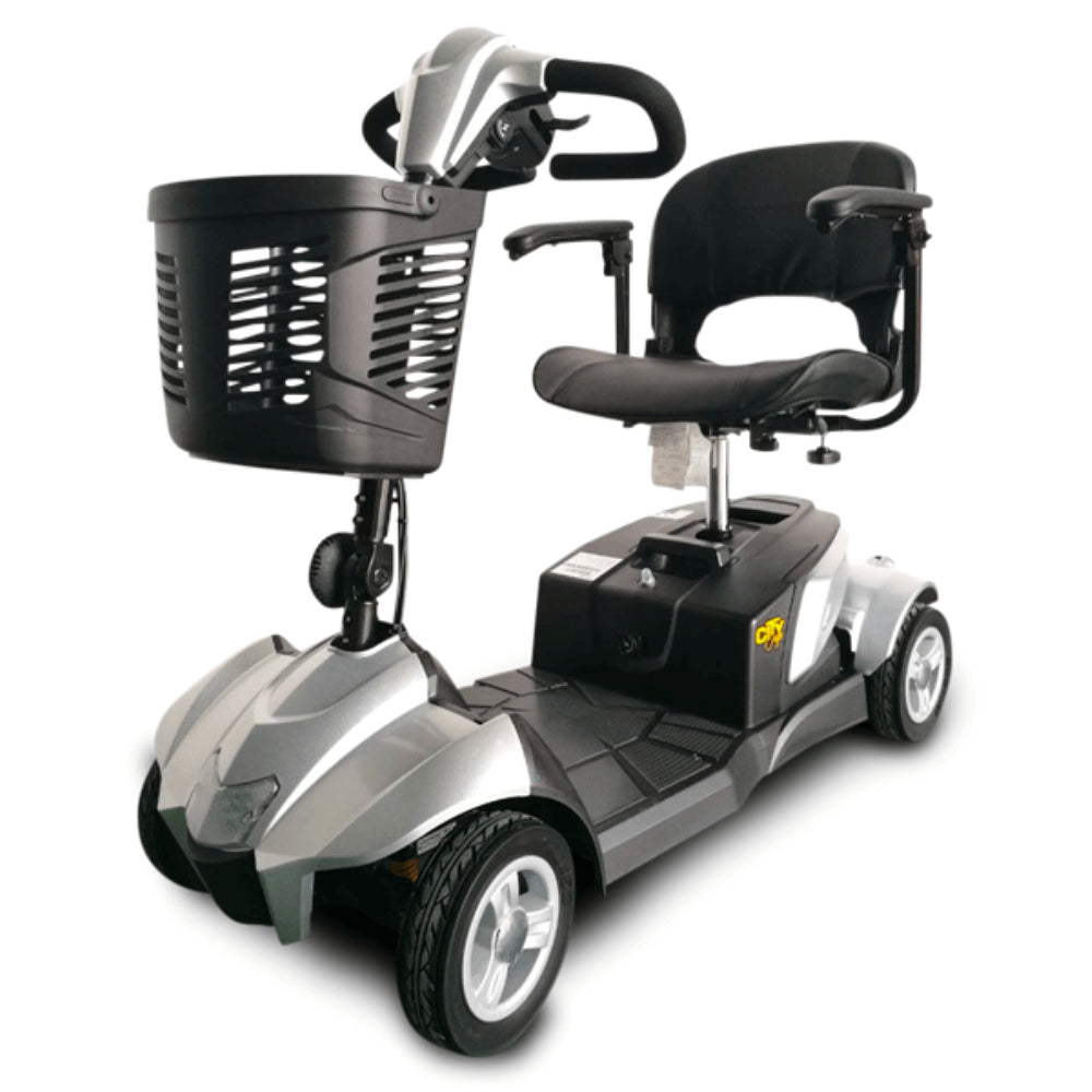 Silver EV Rider CityCruzer Open Box Mobility Scooter - Angle View