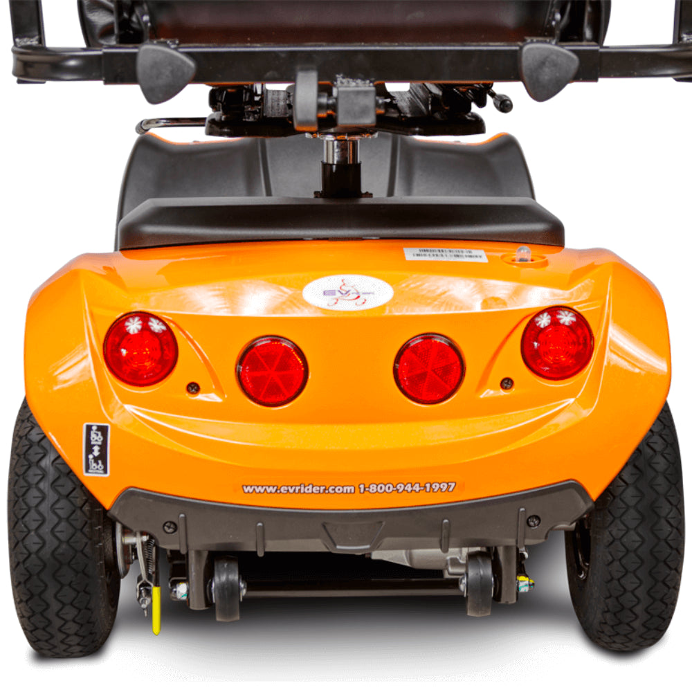 Sunset Orange EV Rider CityRider 4 Wheel Mobility Scooter - Rear Close-up View