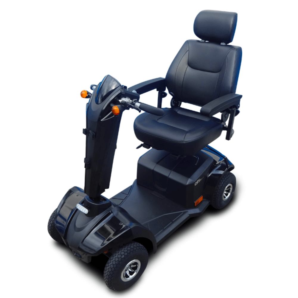 Black Orange EV Rider CityRider 4 Wheel Mobility Scooter - Angled View