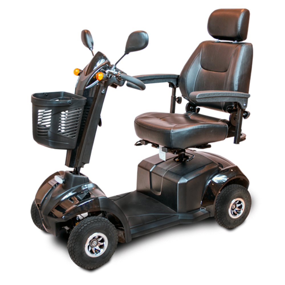 Black Orange EV Rider CityRider 4 Wheel Mobility Scooter - Angled View